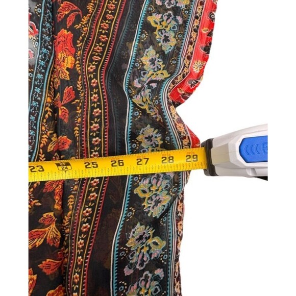 Forever 21 Boho Fringe Kimono Duster Festival Concert Artsy Hippie Open Shawl L - Picture 8 of 12